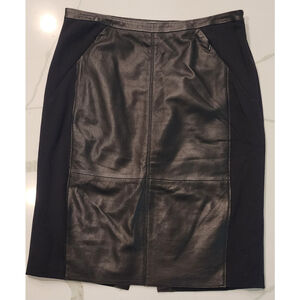 Halogen Black Leather Stretch Lined Pencil Skirt Zip Pockets Women's 6